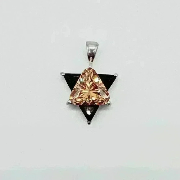 Sterling Silver Star Pendant with Citrine and Smokey Quartz - Picture 1 of 3